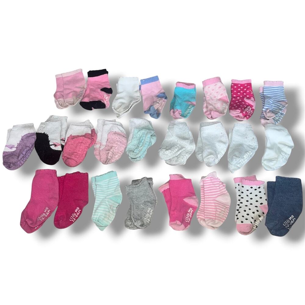 Multi-Brand Baby Girl Sock Lot (25 Pairs) | Sizes 0-24 Months